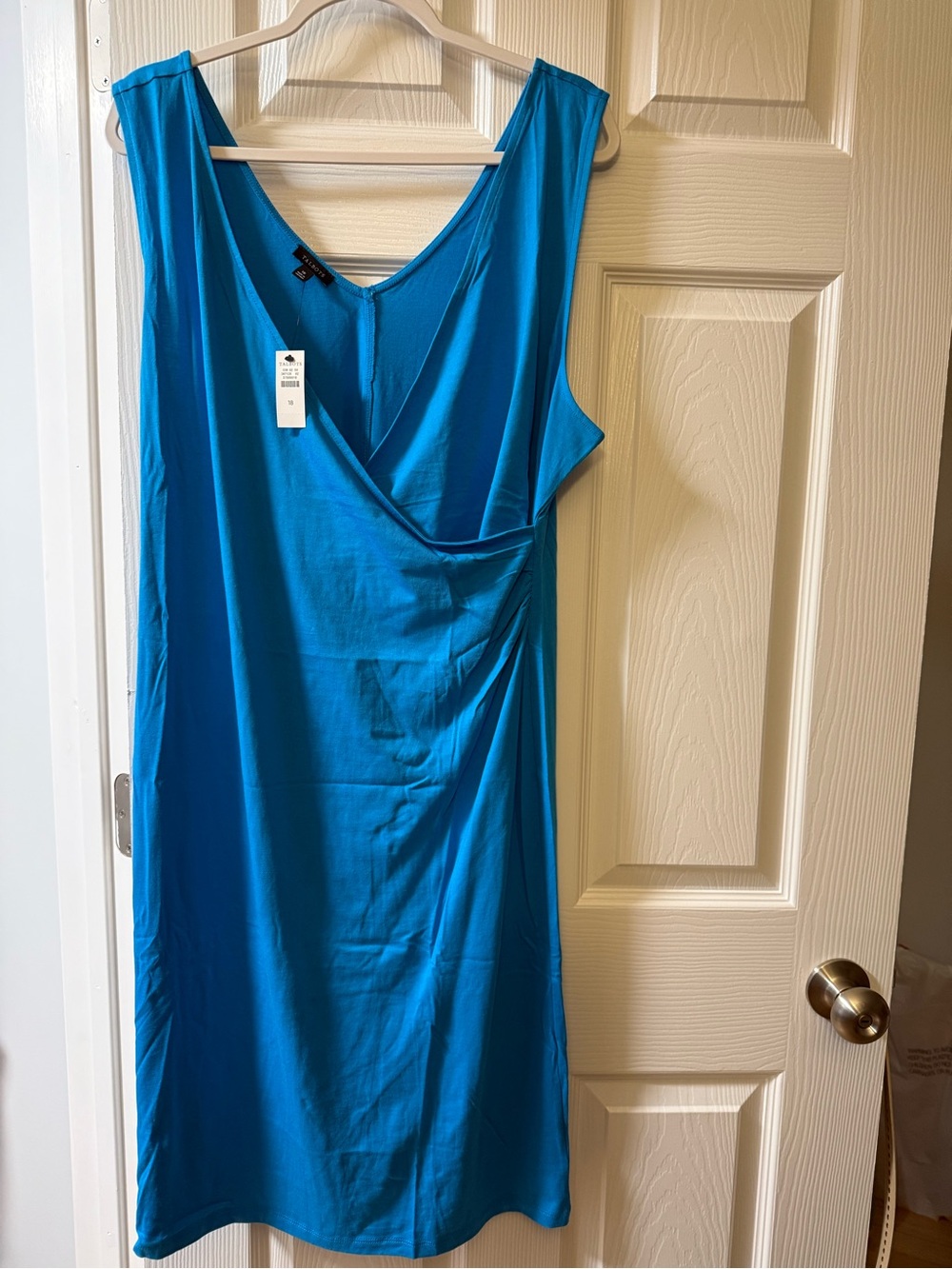 Talbots Sleeveless V-Neck Turquoise Blue faux Wrap Dress sz 18 NWT